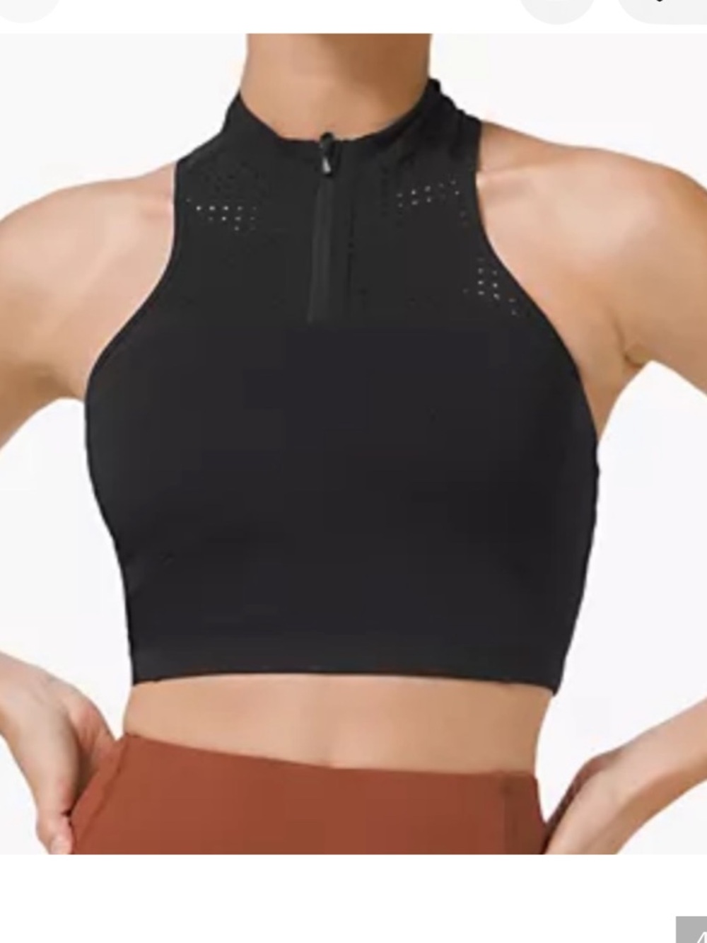 lululemon Unleash High-Neck Zip Crop Top — Black